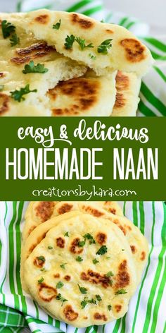 easy and delicious homemade naan recipe that is perfect for lunch or dinner, with only three ingredients