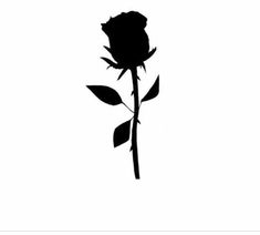 Black Rose Silhouette Tattoo, Solid Black Rose Tattoo, Black Rose Stencil, Simple Tattoo With Meaning, Hop Tattoo, Antler Tattoo, Rose Tattoo Stencil, Girl Thigh Tattoos, Karma Tattoo