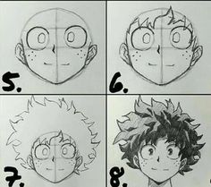 how to draw gohan from boku no hero anime step - by - step