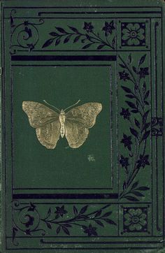 an old book with a butterfly on the cover