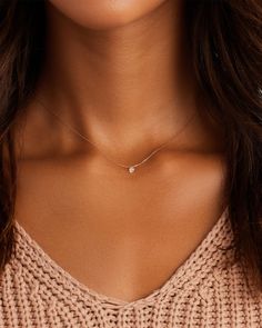 Free from any setting, this diamond appears to float on your skin and catch the light in the most beautiful way. This diamond necklace features an adjustable solid gold chain. Wear this floating diamond necklace alone as a solo statement or with a 14k gold Chain Necklace. Floating Diamond Statement Necklace in 18k Solid Gold, Women's by gorjana Fine Jewelry Necklaces, Necklaces For Women Gold, Diamond Necklace Dainty, Dainty Gold Necklace Layered, Grad Necklace, Grad Jewelry, Danty Necklace, Tiny Diamond Necklace, Gorjana Necklace