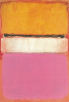 an abstract painting with orange, pink and yellow