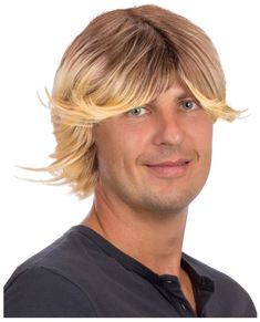 Surfer Costume, Disco Wig, Fun Costume Ideas, Kristoff Costume, Shag Wig, 70's Costume, 70s Shag, Blonde Shag, Mens Wig#BoysStraightHairHaircut #HaircutForStraightHairBoys #BoysLongHairOnTopShortOnSides