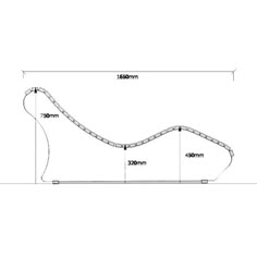 a drawing of a roller coaster with measurements for the height and width, along with other details