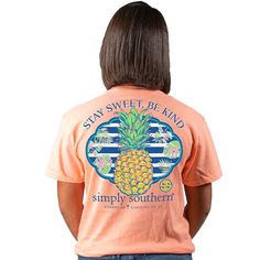 Simply Southern Coral Pink Pineapple Tee Womens Size Small Brand New With Tags Pineapple Shirts For Women, Simply Southern Shirts, Pineapple Shirt, Pink Pineapple, Southern Shirts, 7th Grade, Simply Southern, Coral Pink, Cheerleading