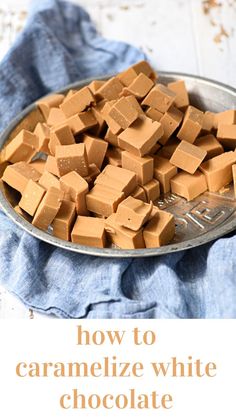 cubes of caramelized white chocolate on a pie pan Homemade Sprinkles Recipe, Burfi Recipe, Chocolate Sticks, Creamy Recipes, Homemade Sweets, Artisan Chocolate, Chocolate Sweets