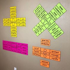 a bulletin board with sticky notes attached to it on the wall next to a door