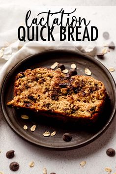 a close up of a plate of bread on a table with oats and raisins