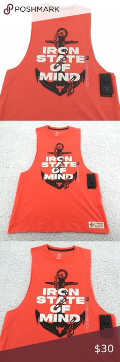 Under Armour Project Rock State of Mind Muscle Tank Top Men's Size Large NEW Muscle Tank Top, Muscle Tank Tops, Muscle Tank, Muscle Tanks, State Of Mind, Bright Orange, New Shop, Mens Tank Tops, Under Armour