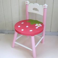 Wooden Strawberry, Berries Aesthetic, Strawberry Items, Child Chair, Strawberry Stuff, Mother Garden, Scene Room, Strawberry Aesthetic, Cute Furniture