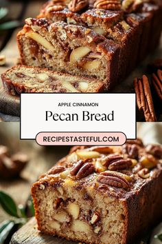 Apple Cinnamon Pecan Bread is a moist and flavorful loaf loaded with warm cinnamon, tender apples, and crunchy pecans. Perfect for breakfast, dessert, or a cozy afternoon snack! #AppleCinnamonBread #FallBaking #PecanBread Leaf Bread Recipe, Homemade Breakfast Baked Goods, Apple Cinnamon Pecan Bread, Breakfast Baked Goods, Bread Recipes Easy, Pecan Bread, Apple Cinnamon Bread, Cozy Afternoon, Cinnamon Pecans