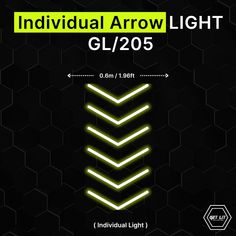 the individual arrow light glow is shown in yellow and black, with white arrows on it