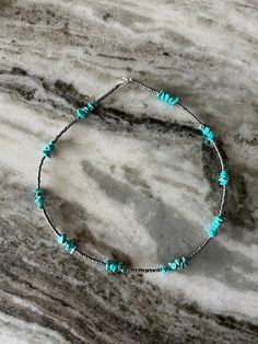 0/10 Sea Beads and Jagged Turquoise Pieces Simple Western Jewelry, Adjustable Turquoise Beaded Necklace With Silver Beads, Adjustable Turquoise Beaded Chain, Western Beaded Jewelry, Western Beaded Necklace, Diy Western Jewelry, Craft Vendor, Western Type, Sea Beads