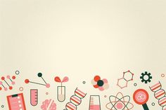 an image of science themed background with flowers and lab flasks on the side