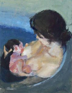 a painting of a woman holding a baby