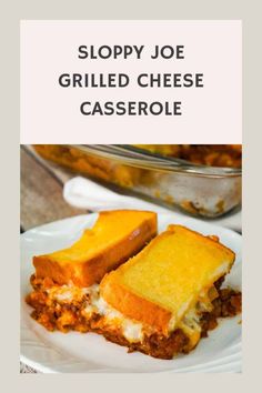 Sloppy Joe Grilled Cheese Casserole is an easy ground beef dinner recipe your whole family will love. This tasty casserole is loaded with mozzarella cheese and sloppy joe filling sandwiched between two layers of bread. Ground Beef Casserole | Easy Dinner Ideas | Family Friendly Dinner