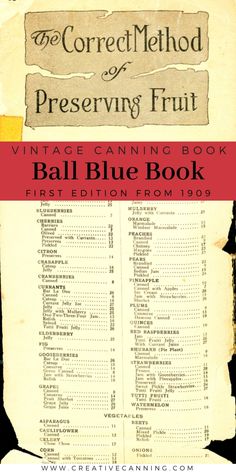 the correct method for preserveing fruit vintage canning book ball blue book first edition from 1909