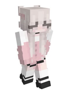 an image of a pixellated character in pink and white