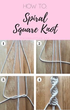 how to make a spiral square knot with yarn on the end and instructions for making it