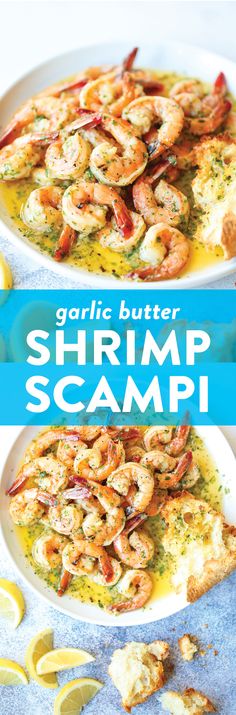 garlic butter shrimp scamp recipe with lemons on the side