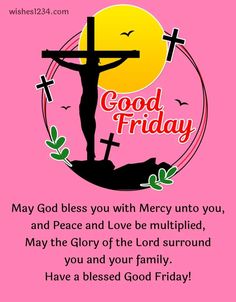 a pink background with the words good friday and a crucifix on it