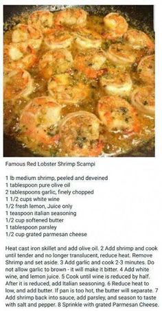 the recipe for shrimp scamps is shown in an image above it's description