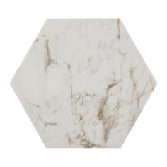 a white marble hexagonal tile on a white background