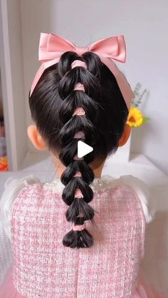 Simple Hairstyle For Kids Girl, Cute Pink Hair, Easy Hairstyles For Kids, Pink Hair Clips, Ribbon Hairstyle, Pink Accents, Feel Special, Feeling Special, Pink Ribbon