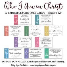 the printable bible cards for those who i am in christ