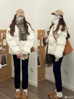 Winter Outfit Korean Style, Kpop Casual Outfits, Brown And Cream Outfit, Japanese Winter Outfits, Bitmoji Winter Outfits