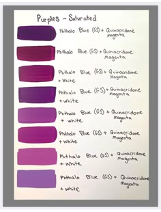 purples - saturated with white blue and quinculare magenta, which is the most important color