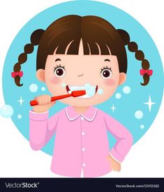 a girl brushing her teeth with an electric toothbrush