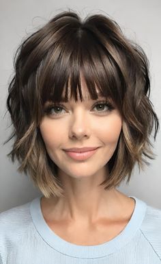 Shattered Bob With Bangs, Short Shag With Bangs Layered Cuts, Short Choppy Bob With Bangs, Layered Bob Thick Hair, Short Layered Bob With Bangs, Short Shag With Bangs, Corte Shaggy, 2024 Haircuts, Shag Haircut Ideas