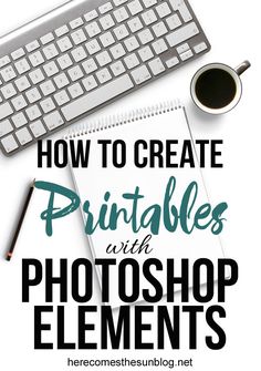 a desk with a keyboard, mouse and notebook on it that says how to create printables without expensive software