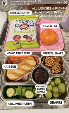 the lunch box is full of healthy food and snacks for kids to eat in it