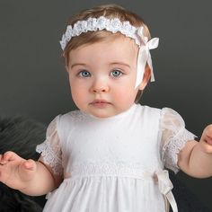 Baptism Headband, Headband White, Girls Lace Dress, Baptism Outfit, Girl Christening, Baby Baptism, Christening Dress, Baptism Girl, Velvet Headband