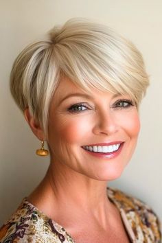 Save this pin for the best short haircuts for older women with fine hair. Ready for a bold change? This edgy pixie delivers major style points. The tapered sides and back are super sleek, while longer pieces on top add softness Middle Aged Pixie Haircut, Edgy Short Hair For Women Over 50 With Glasses, Longer Pixie Haircut Fine, Haircuts For Fine Hair 2024, Fine Haircuts, Funky Pixie Cut 2024, "bixie" Haircut 2024 Fine Hair, Short Haircuts For Older Women, Hairdo Ideas