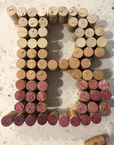 the number six made out of wine corks