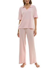 in stock Matching Set Loungewear With Short Sleeves, Short Sleeve Matching Sets For Loungewear, Short Sleeve Matching Loungewear Sets, Matching Short Sleeve Loungewear Sets, Pink V-neck Sets For Pajama Party, Pink V-neck Pajama Party Set, Matching Sleep Set With Long Pants, Matching Sleepwear Set With Long Pants, Spring Lounging V-neck Sets