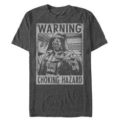 The Star Wars Choking Hazard Heather Charcoal T-Shirt is here to warn all the admirals in the Empire that they just might be in for a deadly surprise. "Warning Choking Hazard" is printed around a black and white image of Darth Vader reaching out to Force choke someone. Size: 3xl. Color: gray. Gender: male. Age Group: adult. Pattern: Quote. Material: Cotton. Alice Clothes, Emperors New Clothes, Star Wars Quotes, Star Wars T Shirt, Fantasy Land, Star Wars Men, Tactical Clothing, My Sense Of Humor, Shirt Art