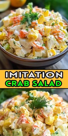 This Imitation Crab Salad is the perfect dish! Made with tender imitation crab, crisp veggies, and a creamy dressing, it’s not only easy to make but also packed with flavor. Whether you're planning a light lunch, a party appetizer, or a side dish, this crab salad will be a hit! 🦀✨ 👨‍🍳 Ready to try this mouthwatering dish? Save this Pin and start making it now! 📌 #ImitationCrabSalad #CrabSaladRecipe #EasyRecipes #QuickMeal #SeafoodLover #HealthyEating #DinnerInspiration Easy Crab Salad, Crab Salad Recipe, Sea Food Salad Recipes, Salad Lunch, Resep Salad, Resep Diet, Salad Pasta, Crab Salad, Best Salad Recipes