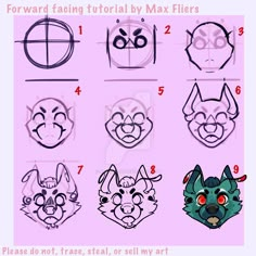 how to draw cartoon animals with different facial expressions