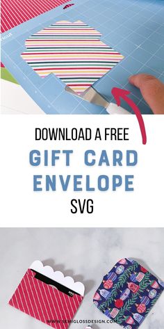 the instructions for how to make a gift card envelope with paper and glue on it