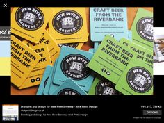 several beer coasters are stacked on top of each other with the words craft beer from the riverbank