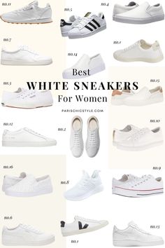 White Shoes For Dress, White Shoes With Dress Outfit, White Sneaker With Dress, Best White Sneakers For Dresses, Best White Shoes For Women, White Sneakers For Dresses, How To Style White Shoes, Styling White Sneakers Women, Everyday White Sneakers