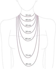 a diagram showing how to measure the length of a necklace with measurements for each chain