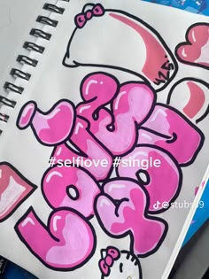 a notebook with hello kitty on it and the words i love you written in pink