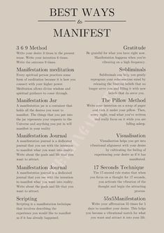 Best Ways To Manifest, Manifestation Printable, Ways To Manifest, Healing Journaling, Self Care Bullet Journal, Writing Therapy