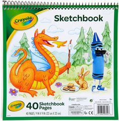 the crayon sketch book features an image of a dragon