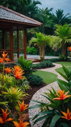 a garden with lots of plants and flowers